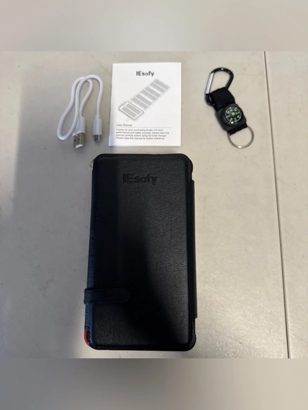 IEsafy Solar Charger 26800mAh Power Bank YD-820S 4 Panels & Compass Survival Kit